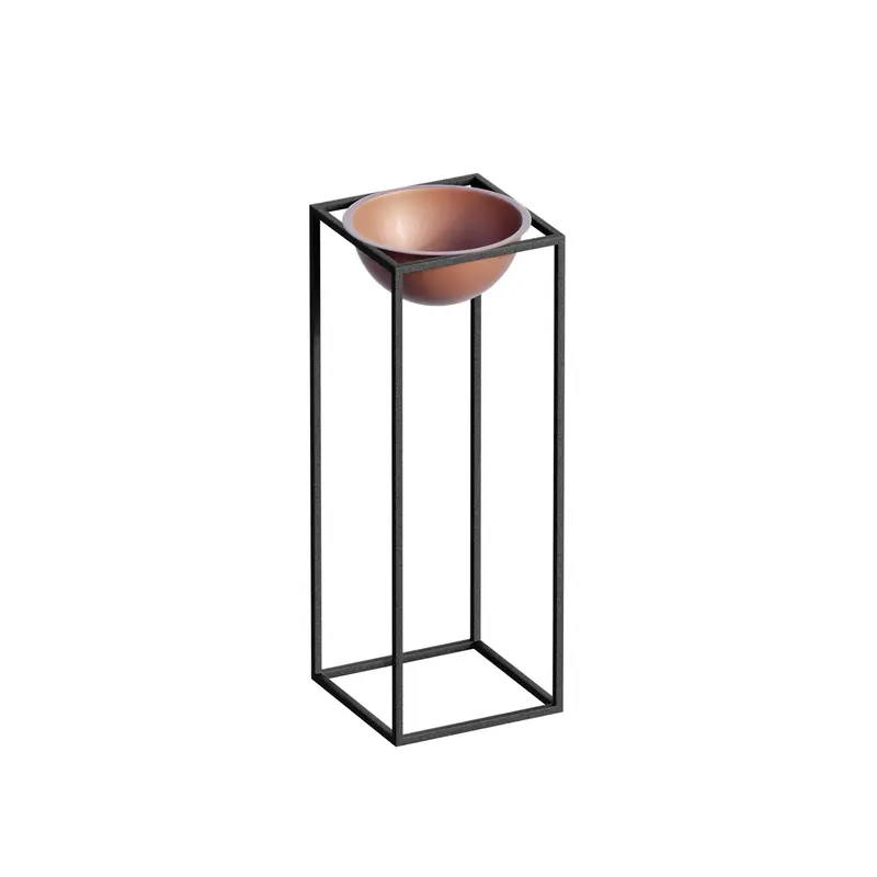Siyah-Bakır Metal Saksılık Stand Kısa - Siyah