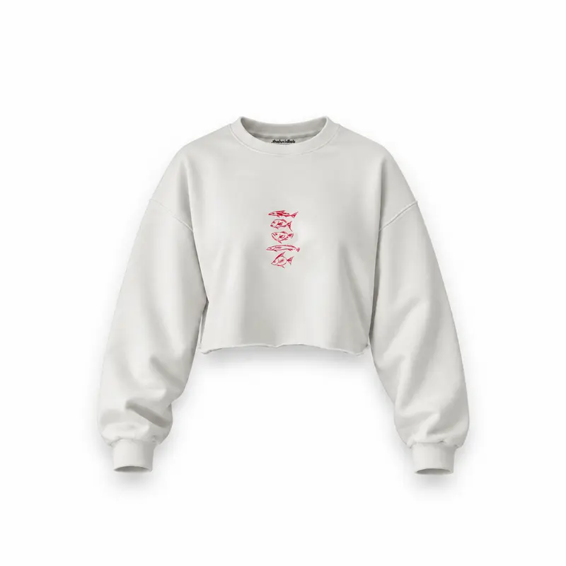 Sketches of Fish Oversize Crop Sweatshirt