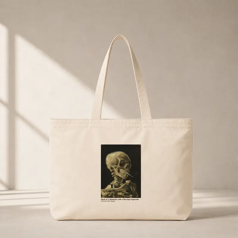 Skull of a Skeleton with Burning Cigarette Club Tote Bag