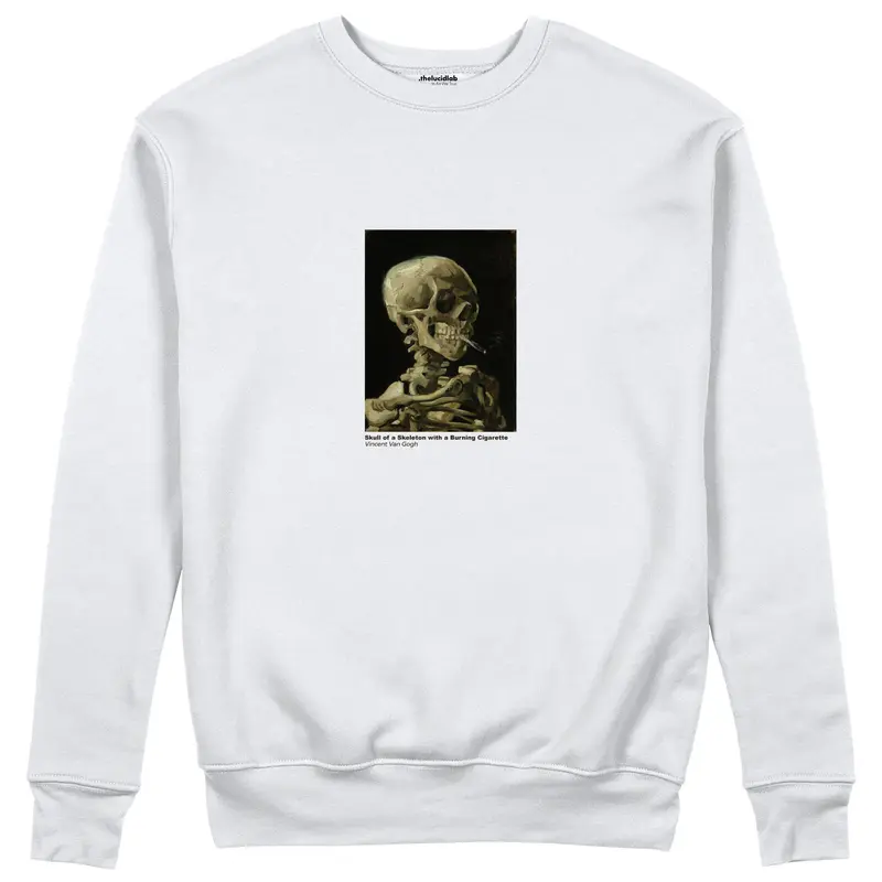 Skull of a Skeleton with Burning Cigarette Sweatshirt