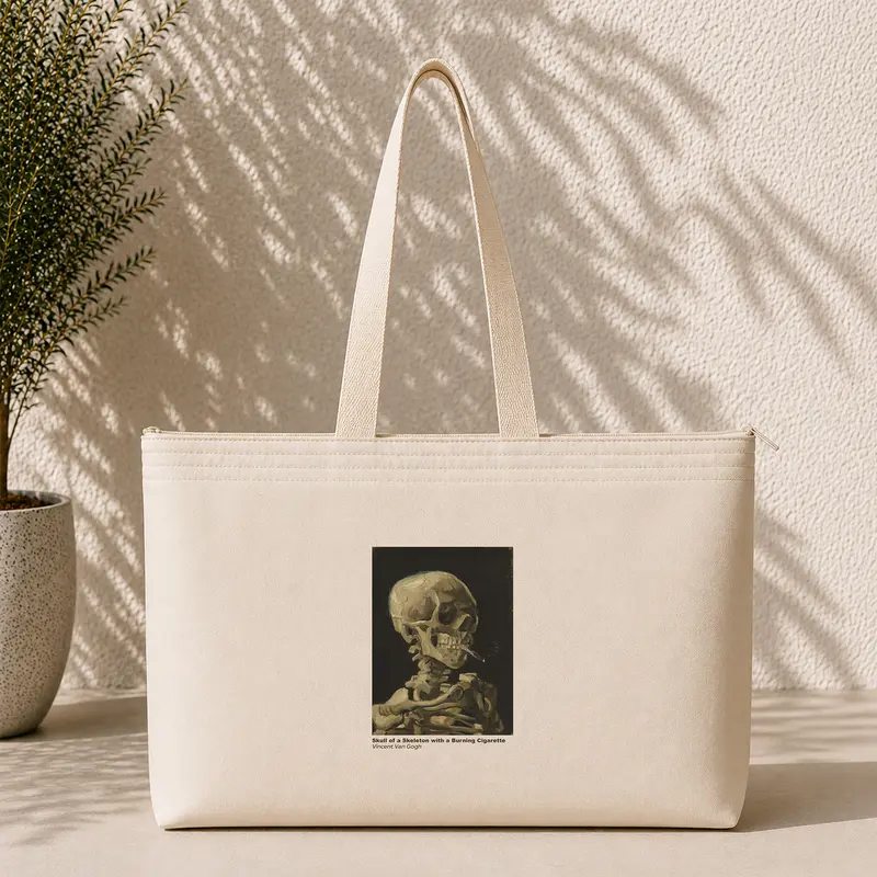 Skull of a Skeleton with Burning Cigarette Weekend Tote Bag
