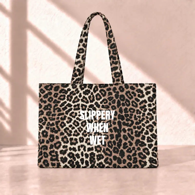 Slippery When Wet Leopard Tote Bag