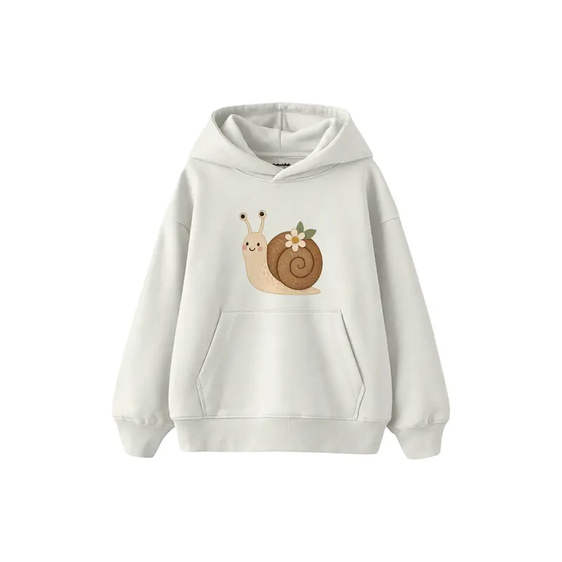 Snail with a Tiny Flower on Shell Çocuk Hoodie