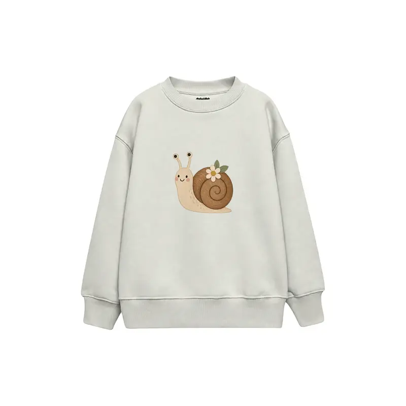 Snail with a Tiny Flower on Shell Çocuk Sweatshirt