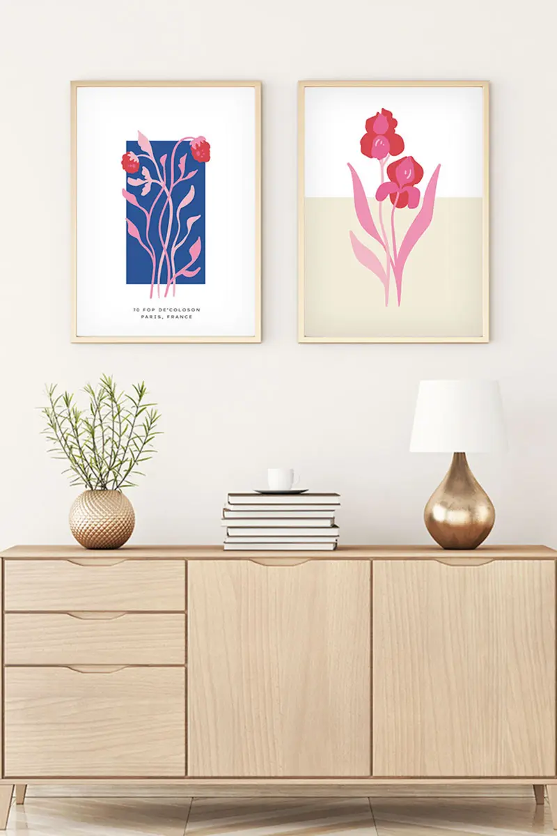 Soyut Çiçek Desenli Tablo Seti - Modern 2’li Set | huhu167