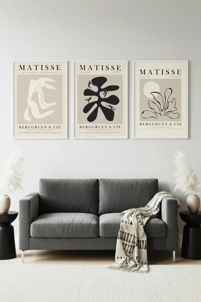Soyut Desenli Matisse Tablo Seti - Modern 3’lü Set | huhu252