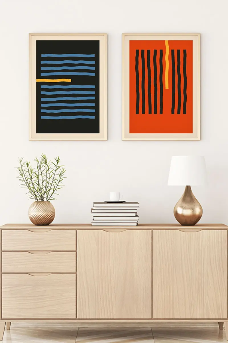 Soyut Desenli Modern Tablo Seti - Canlı Renkler 2’li Set | huhu129