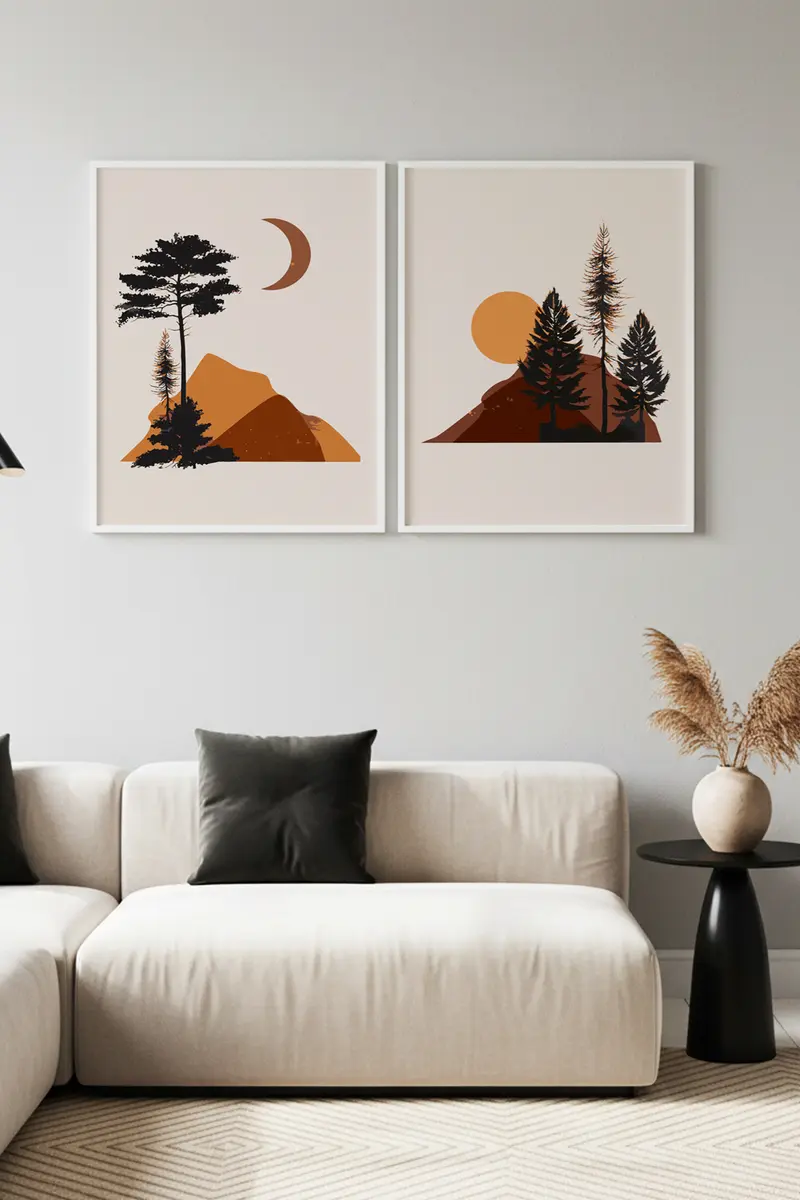 Soyut Doğa Temalı Tablo Seti - Modern 2’li Set | huhu153