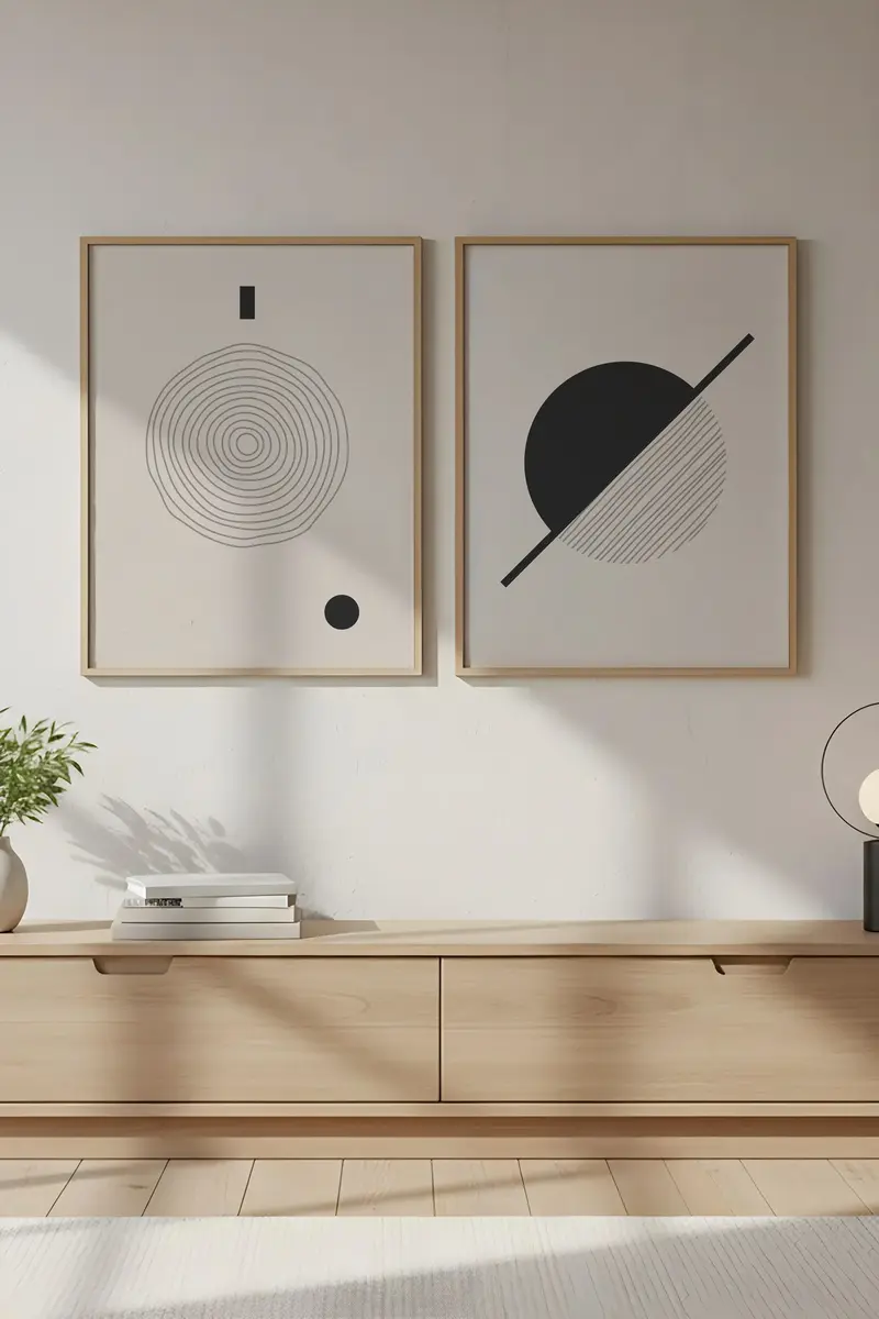 Soyut Geometrik Desenli Tablo Seti - Modern 2’li Set | huhu85
