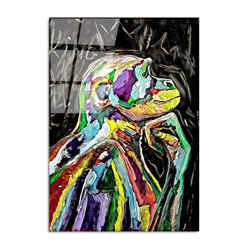 Soyut Pop Art Cam Tablo - Çok Renkli