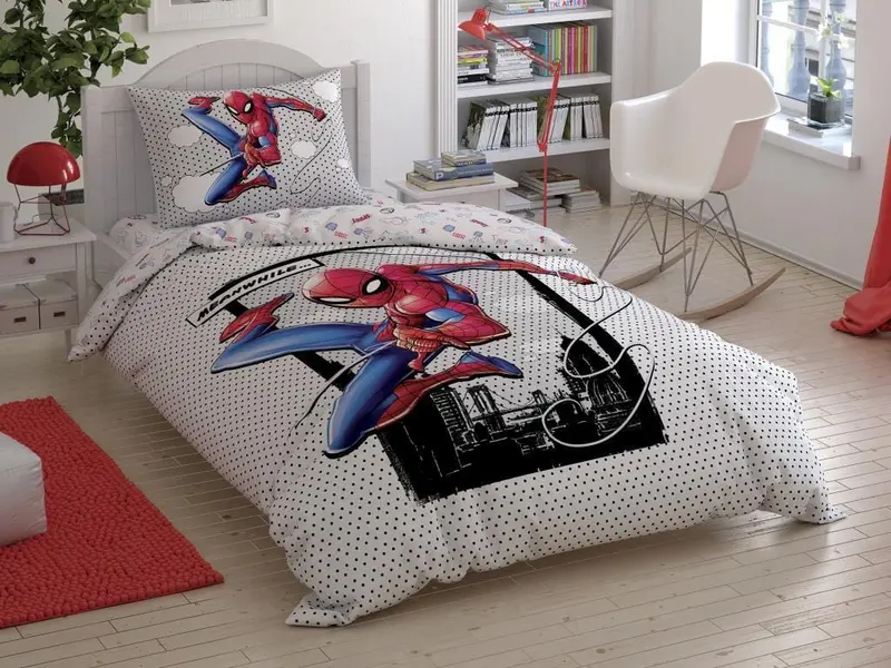 Spiderman Cloudy Tek Kişilik Nevresim Takımı 160x220 %100 Pamuk 57 Tel