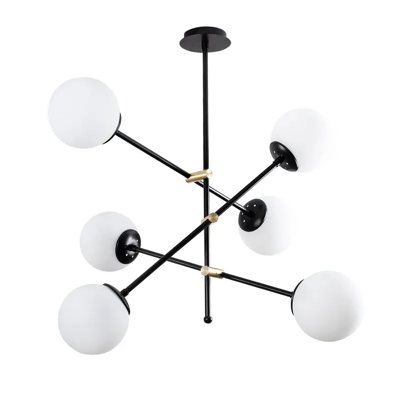 Sputnik 6'lı Cam Küre Avize - Siyah