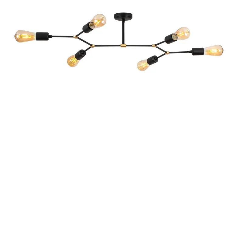 Sputnik 6'lı Metal Plafonyer - Siyah