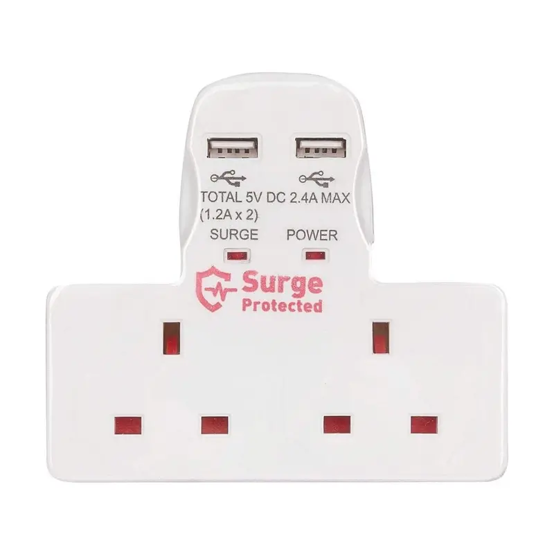 Status 2 Soketli 2 USB-A Girişli Beyaz Kablosuz Priz Adaptörü