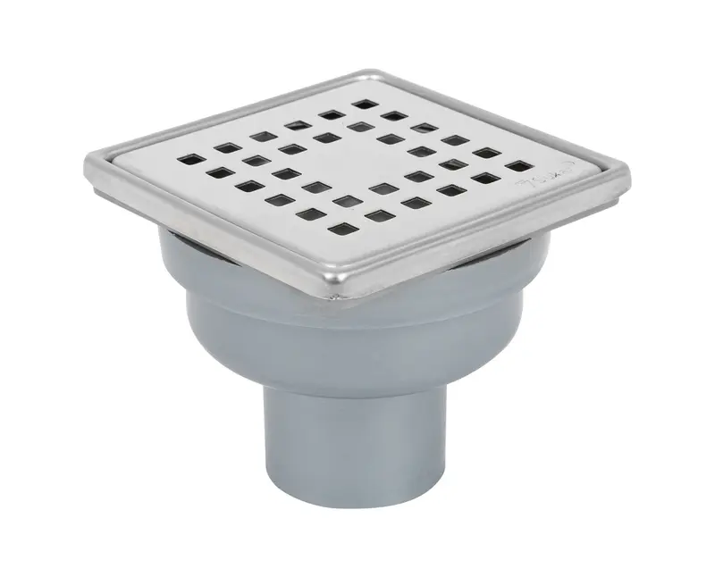 Sukar Tesisat Süzgeci 10x10 cm Paslanmaz Çelik Çerçeveli Kare Izgaralı Alttan Çıkışlı