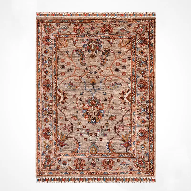 Sultani Binbirgece Orijinal El Dokuması Bej Kök Boya Yün Halı 0.89x126 1.12 Metrekare - 3x4 ft