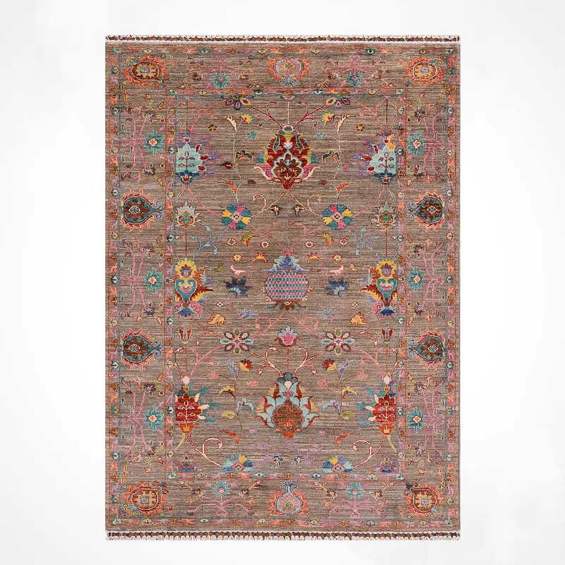 Sultani Binbirgece Orijinal El Dokuması Bej Kök Boya Yün Halı 119x179 2.13 Metrekare - 4x6 ft