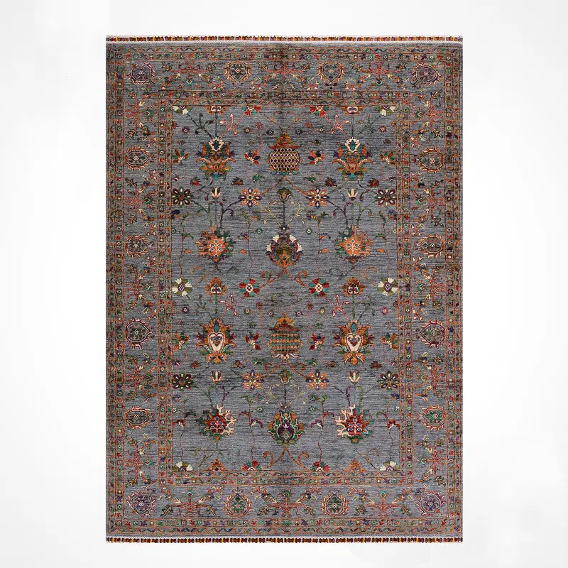 Sultani Binbirgece Orijinal El Dokuması Gri Kök Boya Yün Halı 174x244 4.25 Metrekare - 5x8 ft