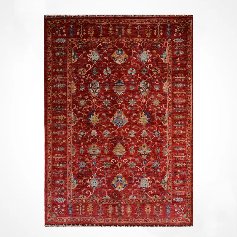 Sultani Binbirgece Orijinal El Dokuması Kırmızı Kök Boya Yün Halı 204x298 6.08 Metrekare - 7x10 ft