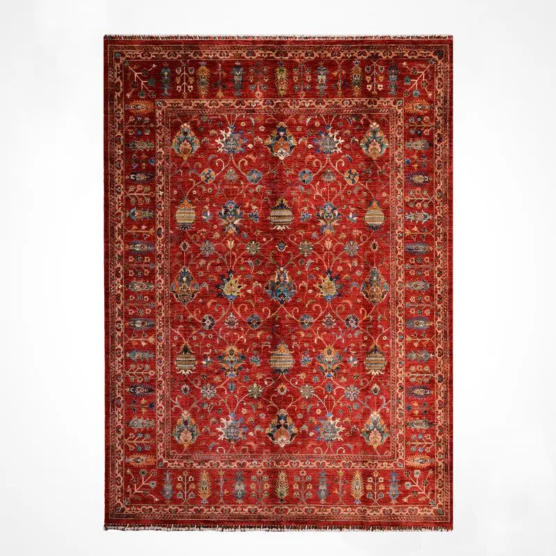 Sultani Binbirgece Orijinal El Dokuması Kırmızı Kök Boya Yün Halı 253x307 7.77 Metrekare - 8x10 ft