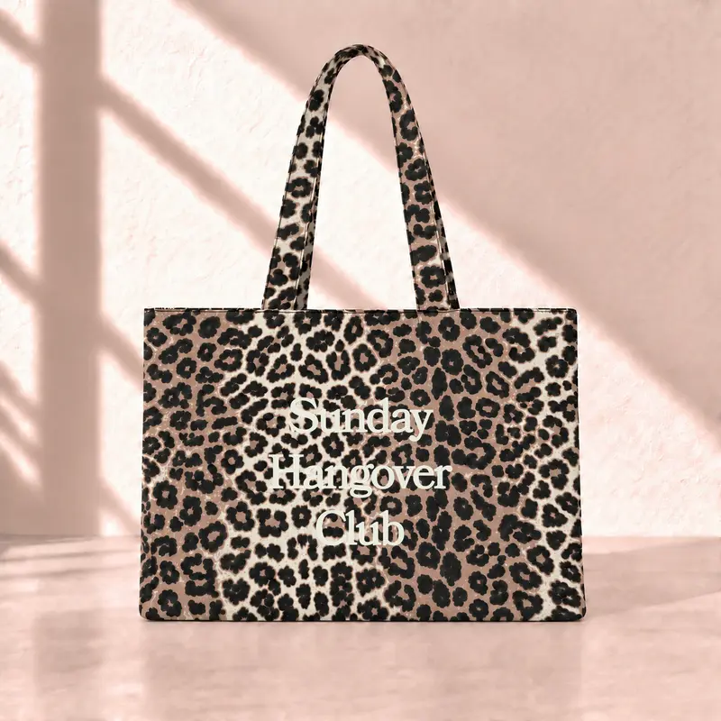 Sunday Hangover Club Leopard Tote Bag