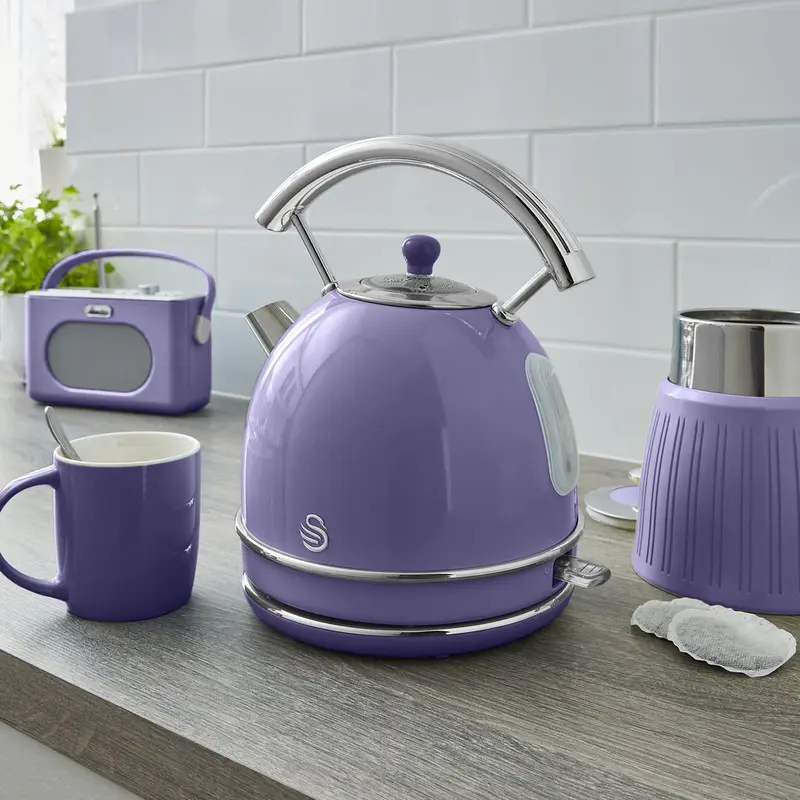 Swan 1.8 Lt 3000 w Retro Dome Elektrikli Su Isıtıcısı Kettle Menekşe