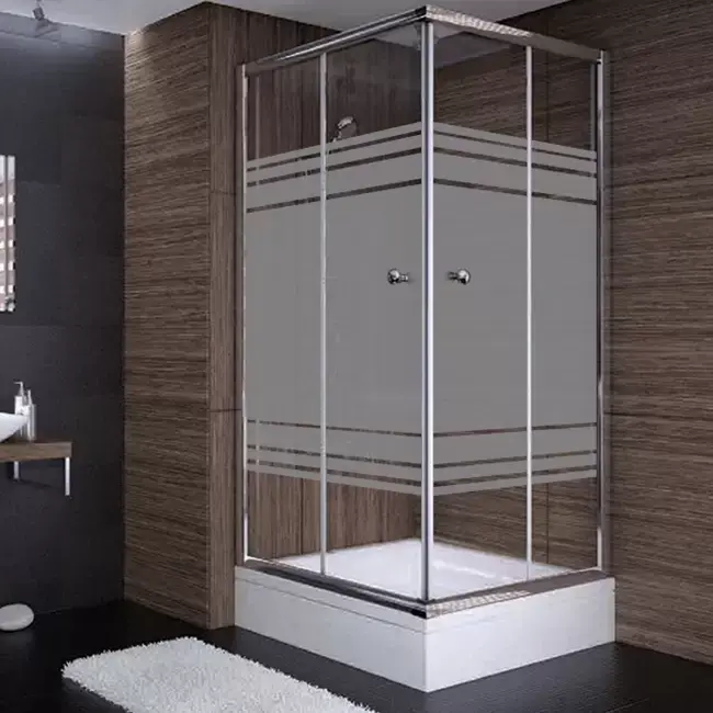 Sırduş 100x100x190 Kare Parlak Profil 06 Kumlu Cam Duş Kabini (tekne Hariç)