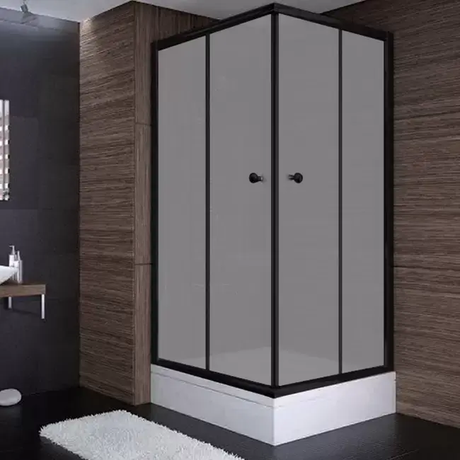 Sırduş 110x110x190 Kare Siyah Profil Komple Kumlu Cam Duş Kabini (tekne Hariç)