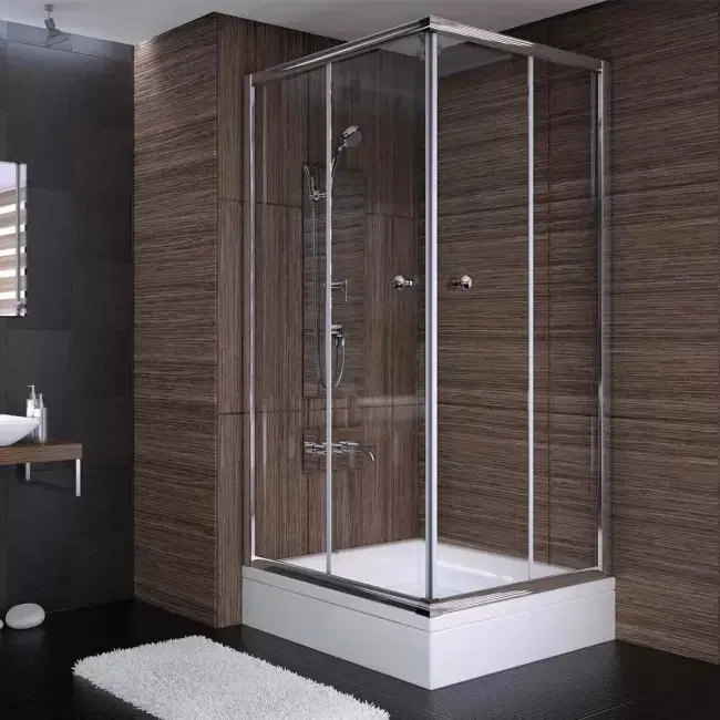 Sırduş 90x90x190 Kare Parlak Profil Şeffaf Cam Duş Kabini (tekne Hariç)