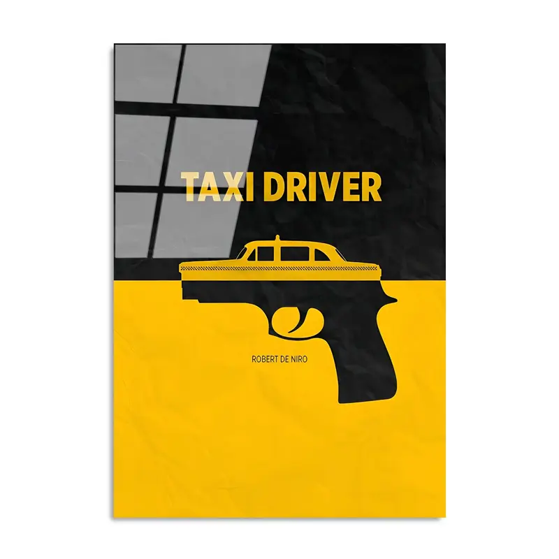 Taxi Driver Film Afiş Cam Tablo - Sarı