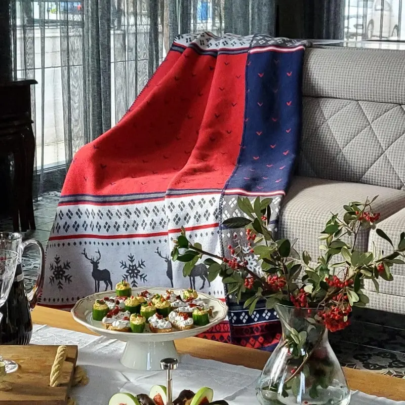 Tek Kişilik Pamuklu Yılbaşı Battaniye 150x200 Carmelo