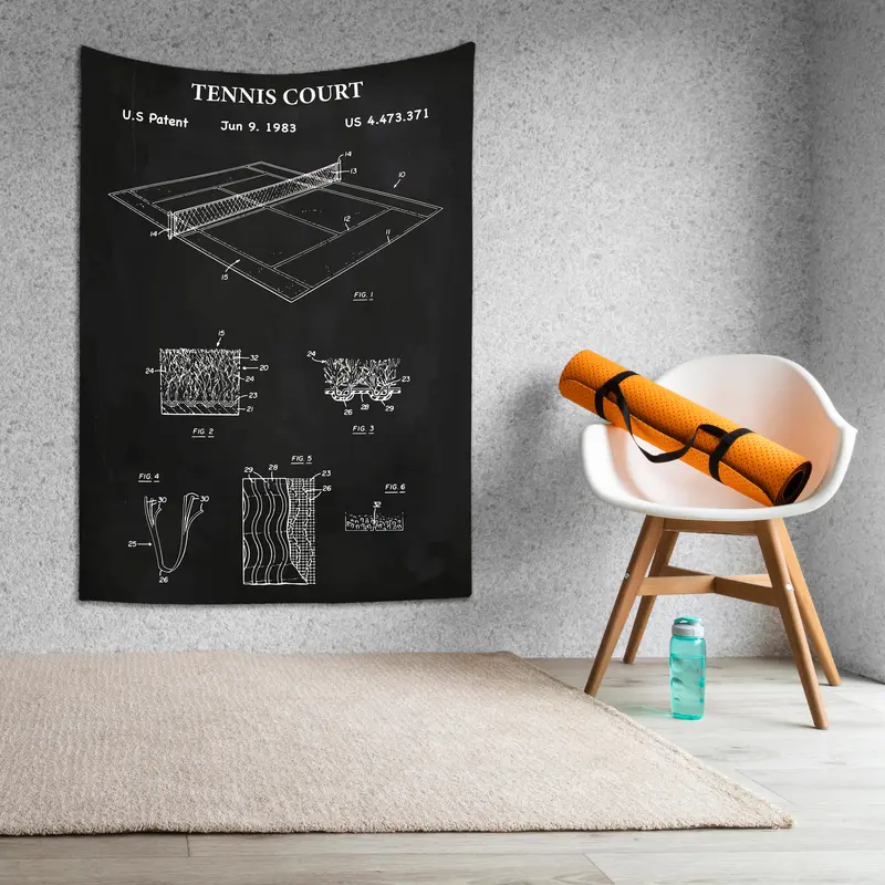 Tennis Court Chalkboard - Tenis Kortu Duvar Örtüsü