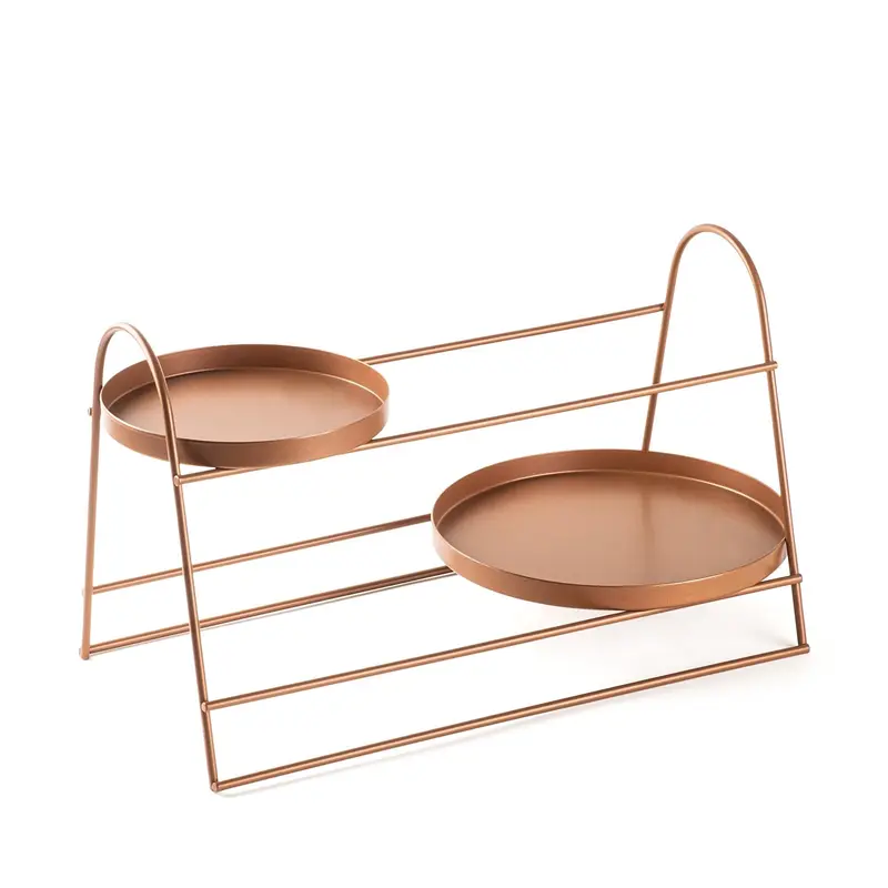 Terracotta Metal 2 Katlı Tepsi Masa Standı - Turuncu