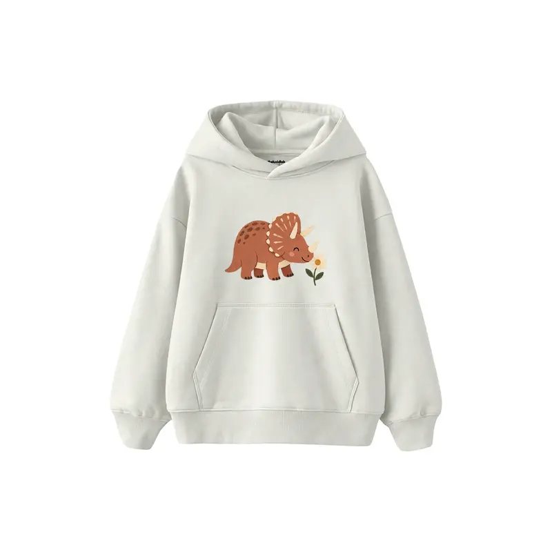 Terracotta Triceratops Smelling a Flower Çocuk Hoodie