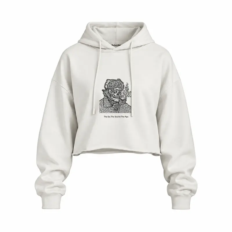 The Ear, The Skull & The Pipe Oversize Crop Hoodie