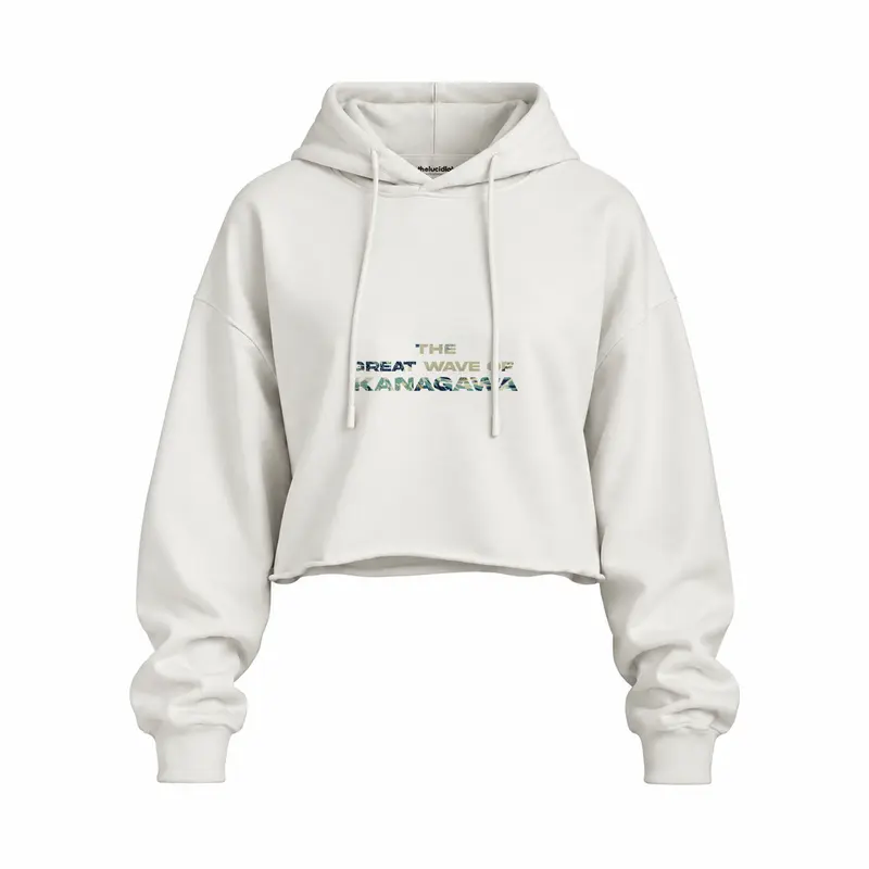 The Great Wave of Kanagawa Oversize Crop Hoodie