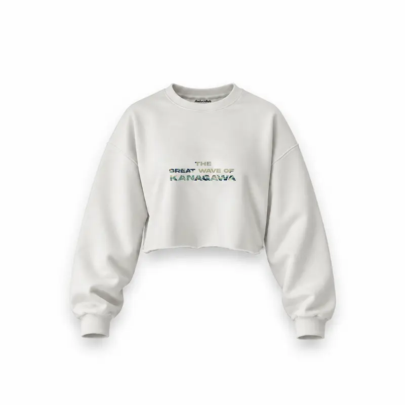 The Great Wave of Kanagawa Oversize Crop Sweatshirt