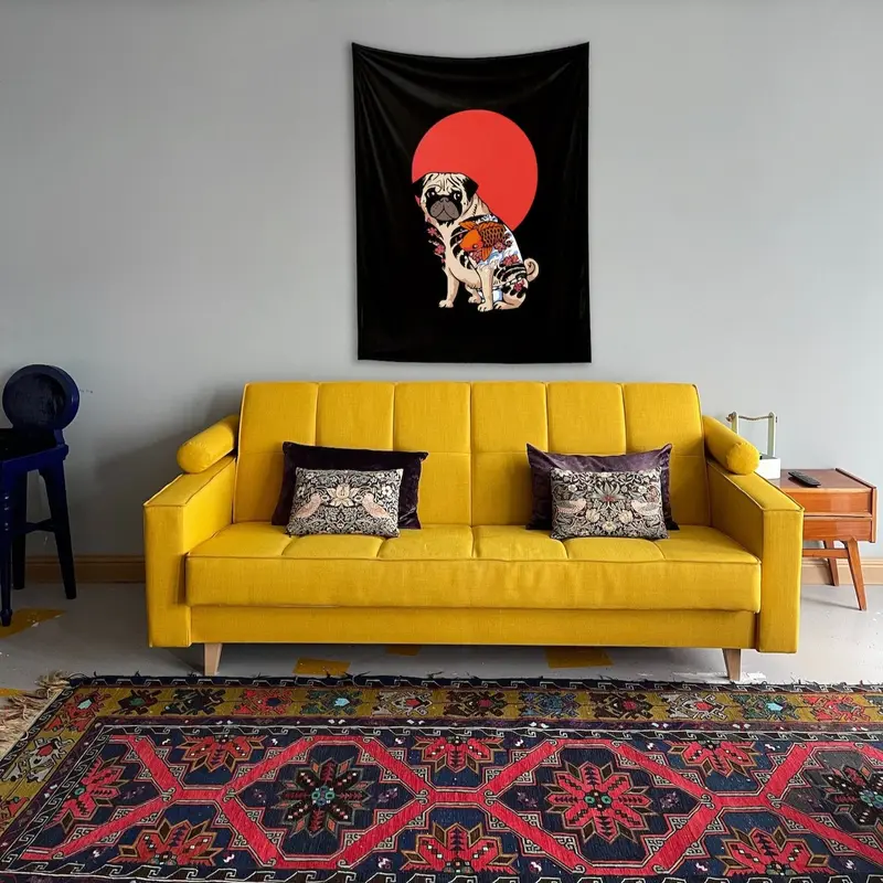 The Pug - Köpekli Duvar Örtüsü