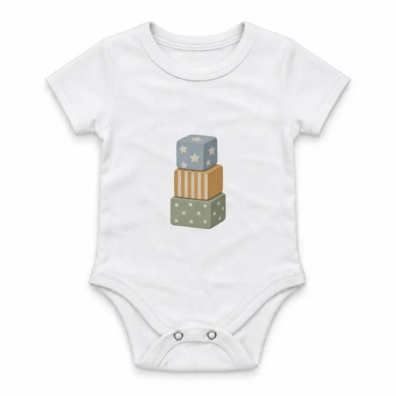 Three Stacked Fabric Toy Blocks without Letters Çıtçıtlı Body