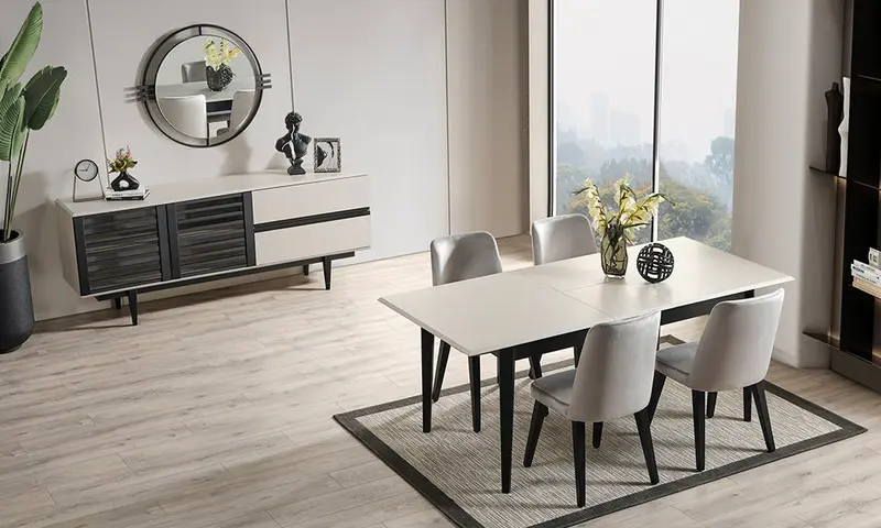 Tibet Black Modern Yemek Odası Takımı