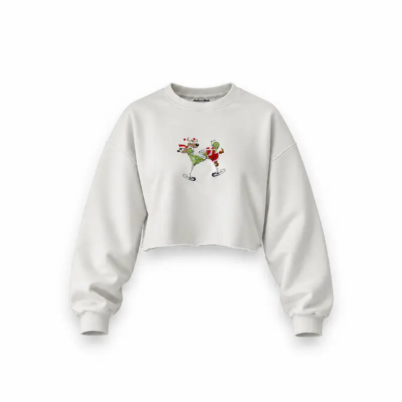 Tipsy Santa Oversize Crop Sweatshirt