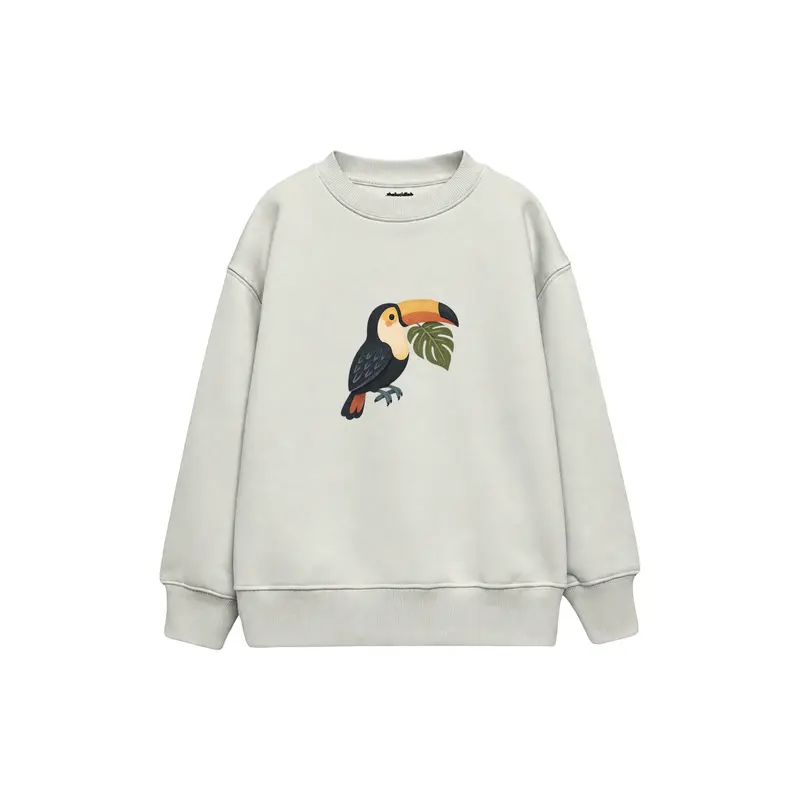 Toucan with a Green Leaf Çocuk Sweatshirt