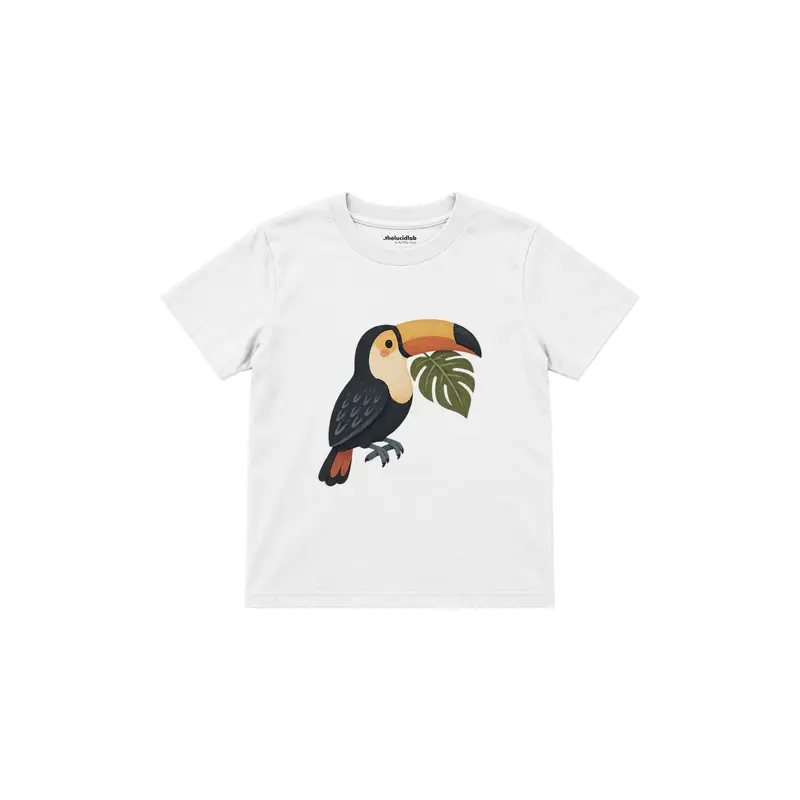 Toucan with a Green Leaf Çocuk Tişört