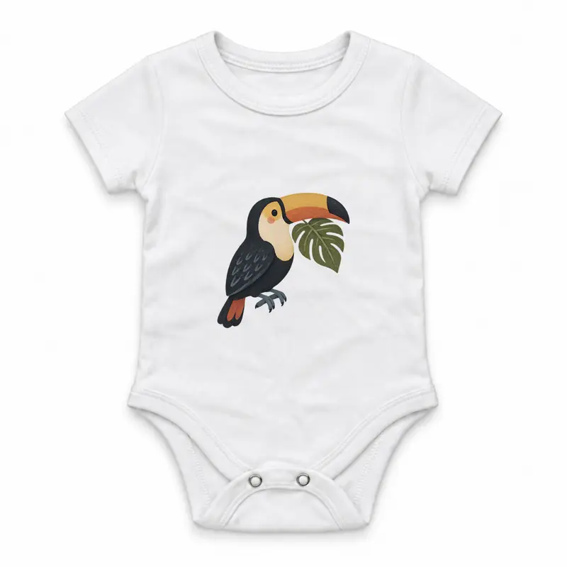Toucan with a Green Leaf Çıtçıtlı Body
