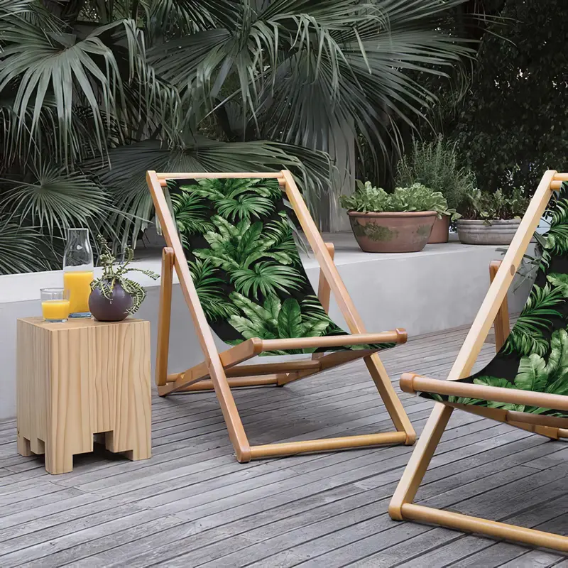 Tropic Katlanabilir Şezlong Katlanır Ahşap Lounge Chair