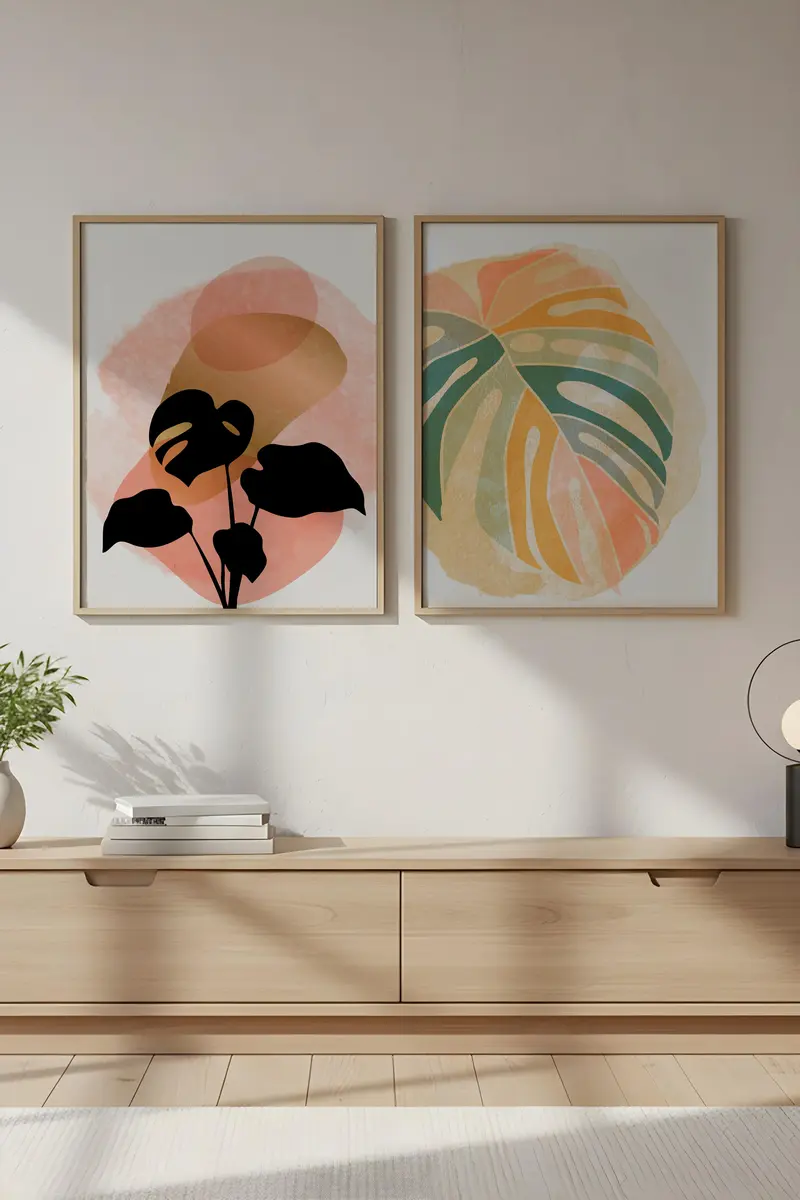 Tropikal Desenli Modern Tablo Seti - 2’li Set | huhu66