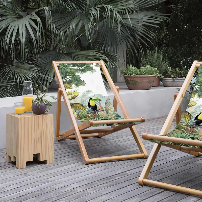 Tucan Katlanabilir Şezlong Katlanır Ahşap Lounge Chair