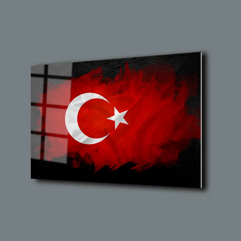 Türk Bayrağı 1 Cam Tablo