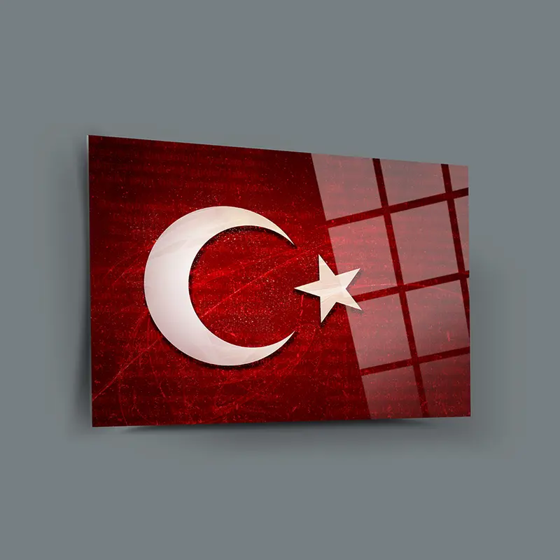 Türk Bayrağı 4 Cam Tablo
