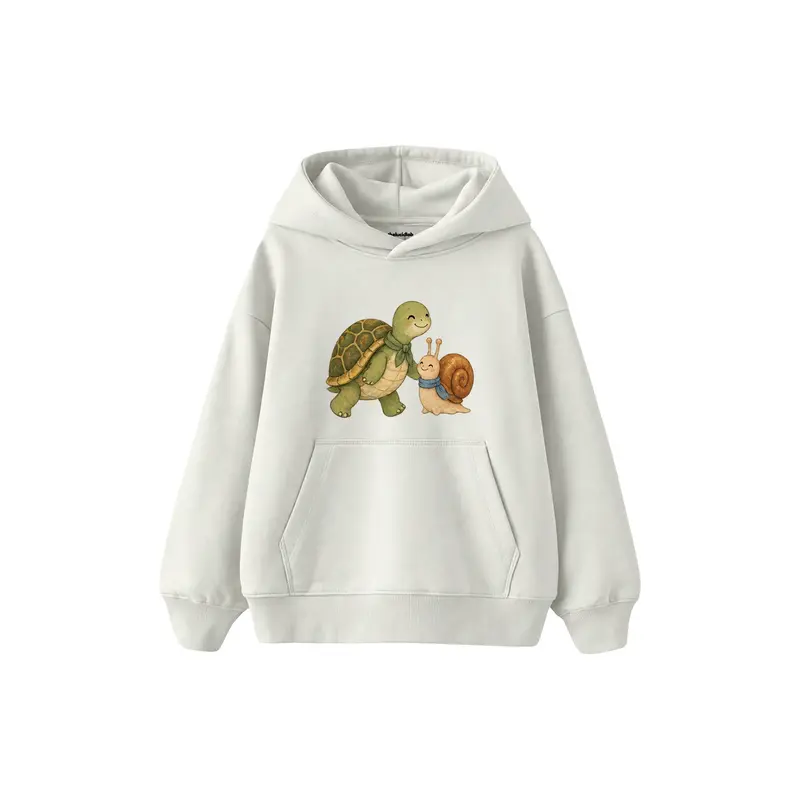 Turtle and Snail Walking Together Çocuk Hoodie